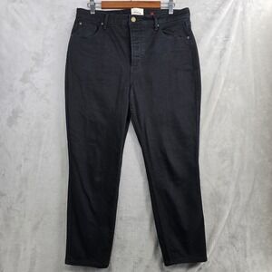 Sezane Denim Jeans Womens Size US 12 FR 44 High Rise Button Fly Black Denim